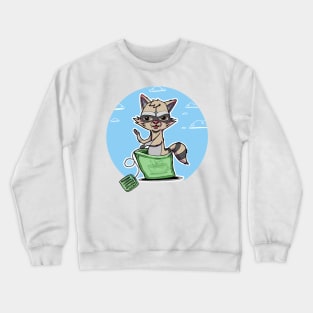 cat in tea Crewneck Sweatshirt